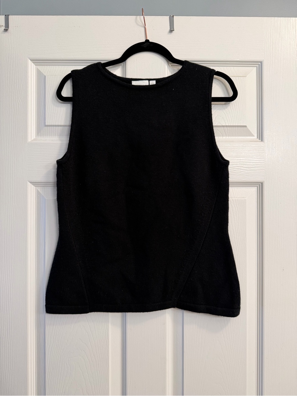 Anthropologie ett:twa Black Ribbed Merino Wool Blend Sweater Tank Top - Size L